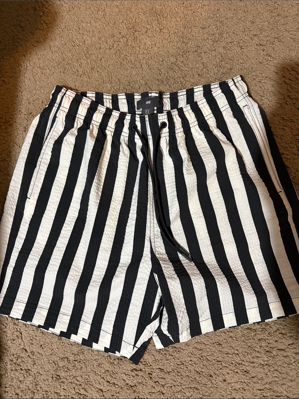 H&M Black & White Vertical Stripe Shorts